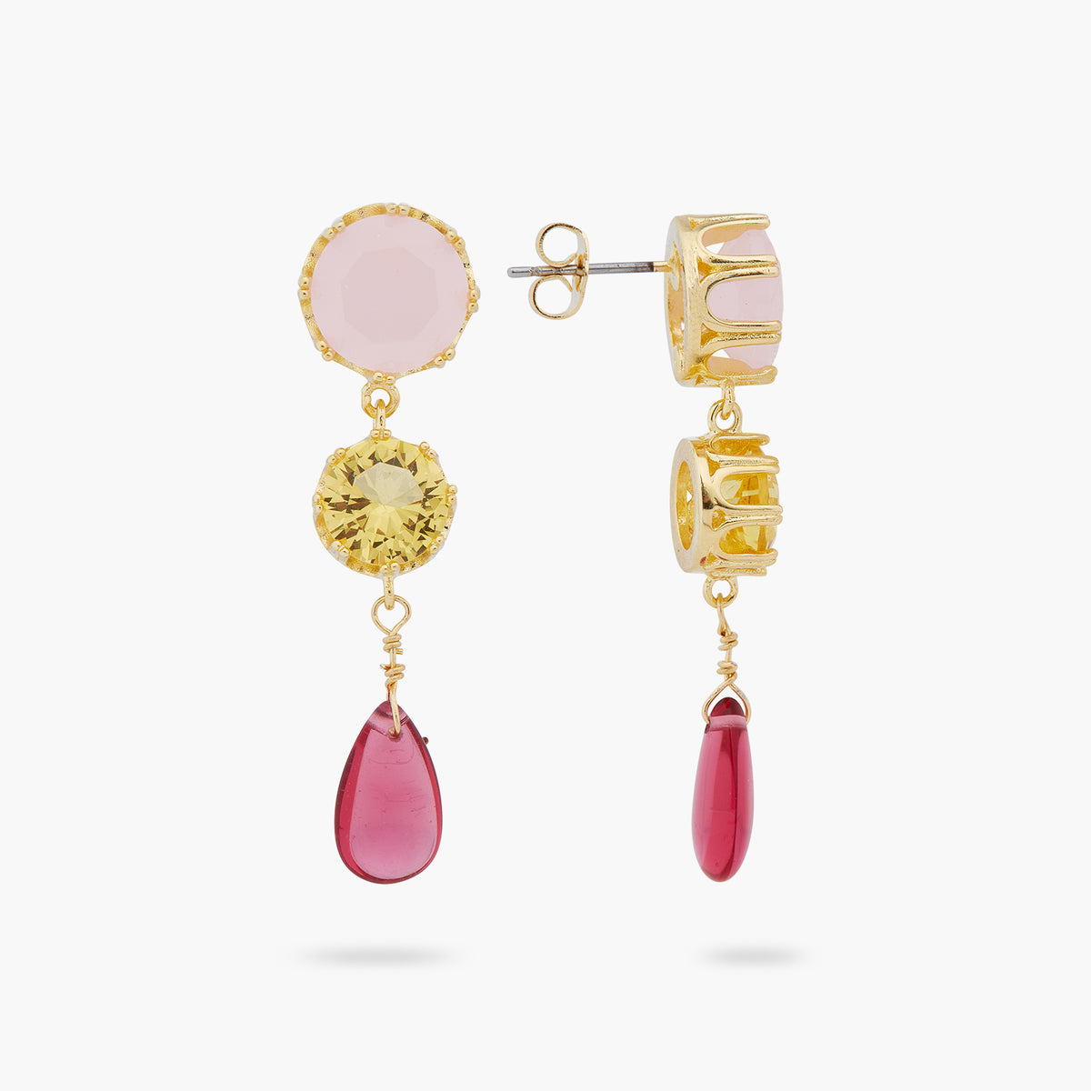 2 Round Stone And Bead Earrings | ARCL1071