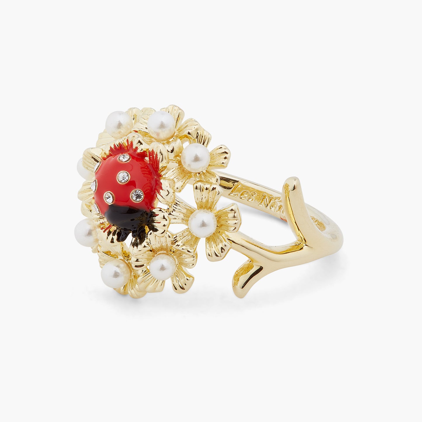 Ladybird And Wood Anemone Cocktail Ring
