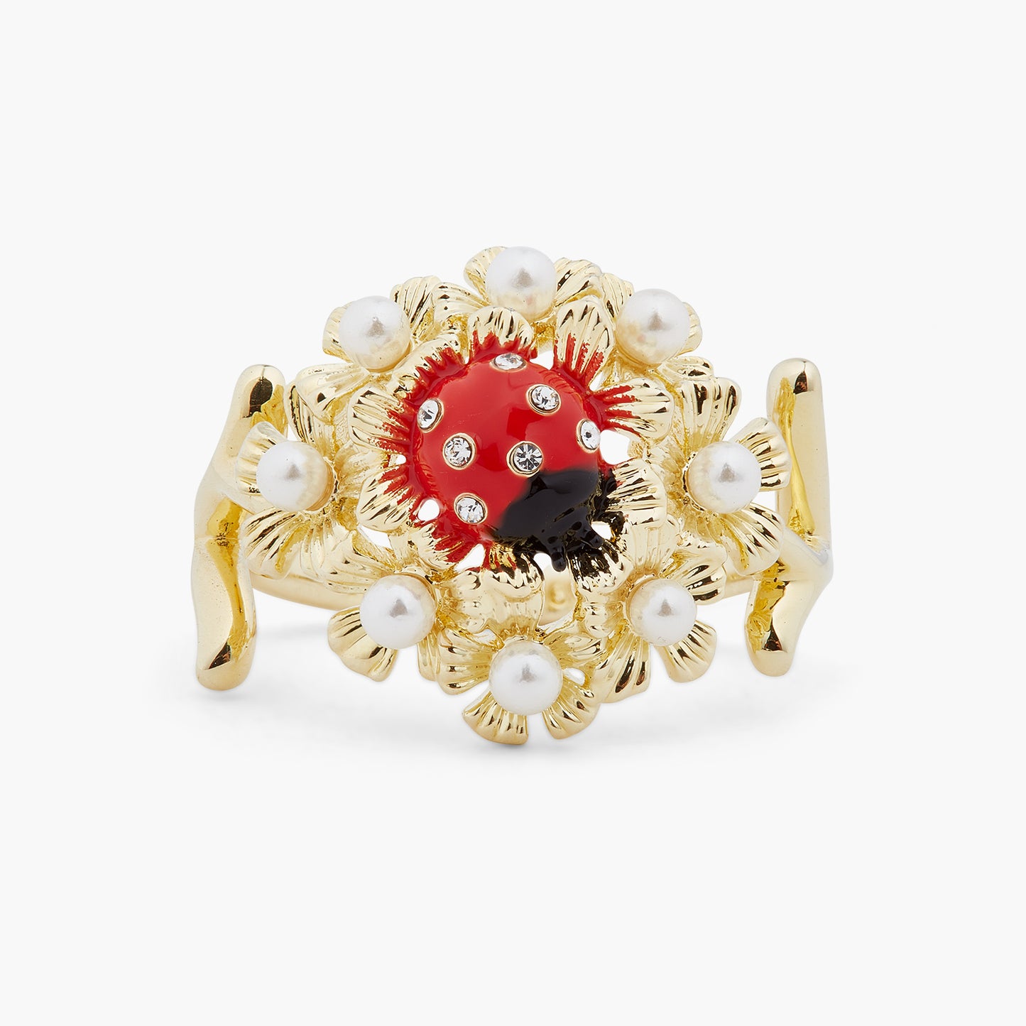 Ladybird And Wood Anemone Cocktail Ring | ARLP6021