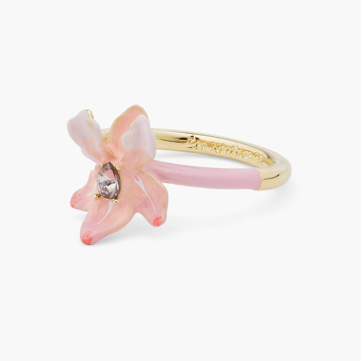 Powder Pink Iris And Crystal Ring | ARMF6041