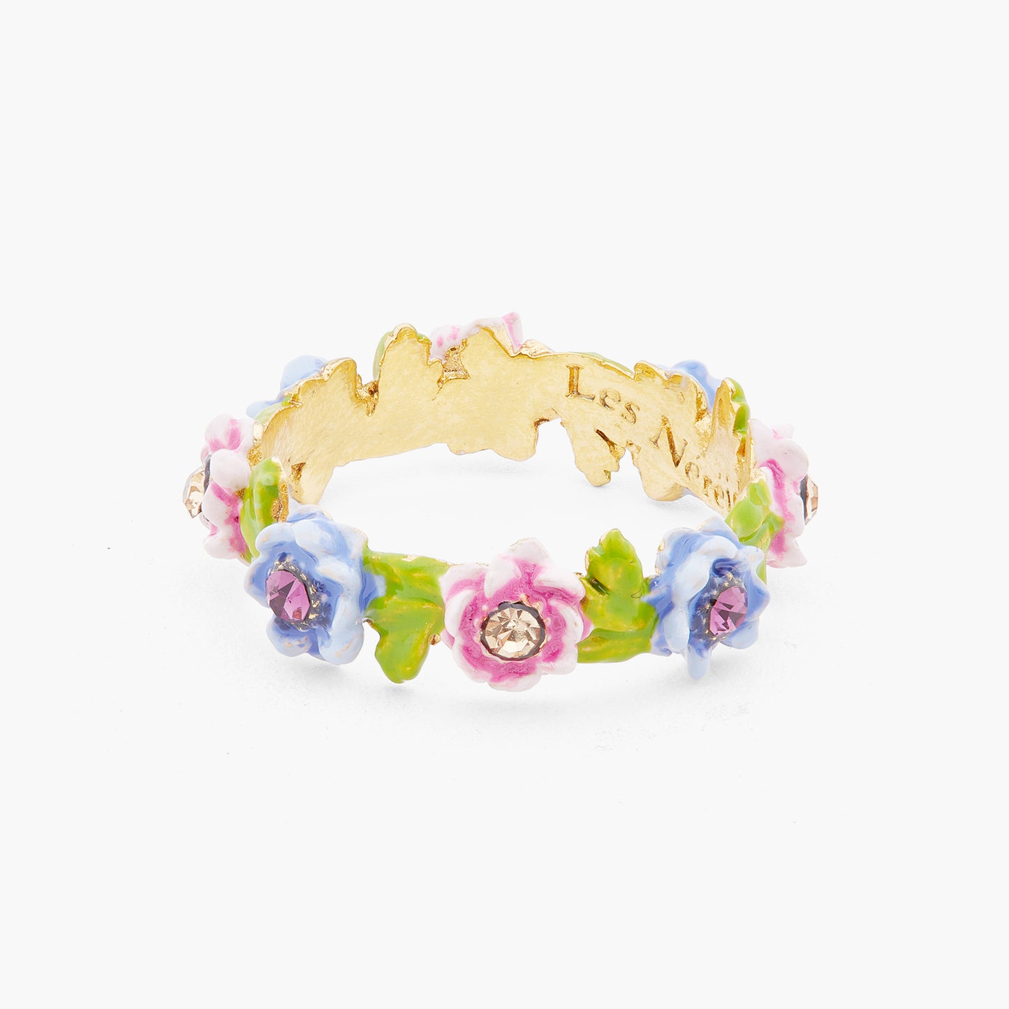 Pink And Blue Flower Crown Ring