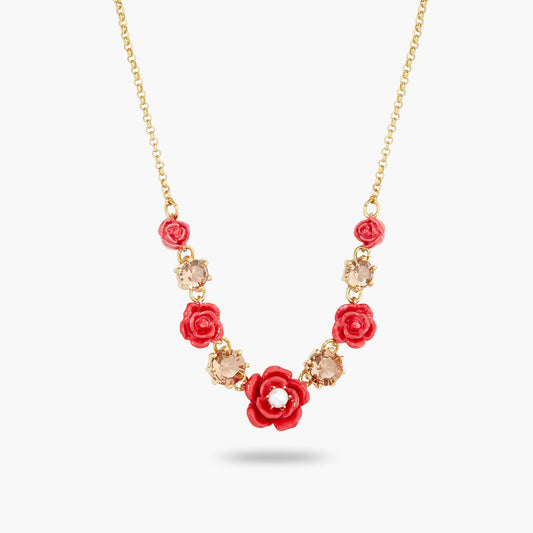 Roses, cultured pearl and stone statement necklace | ASAR3061