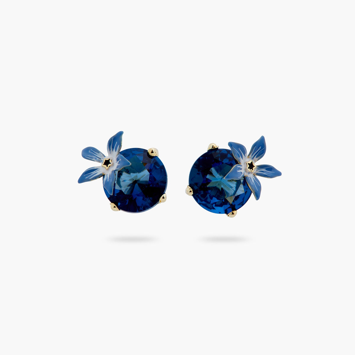 Blue Flower And Round Stone Earrings | ASPO1081