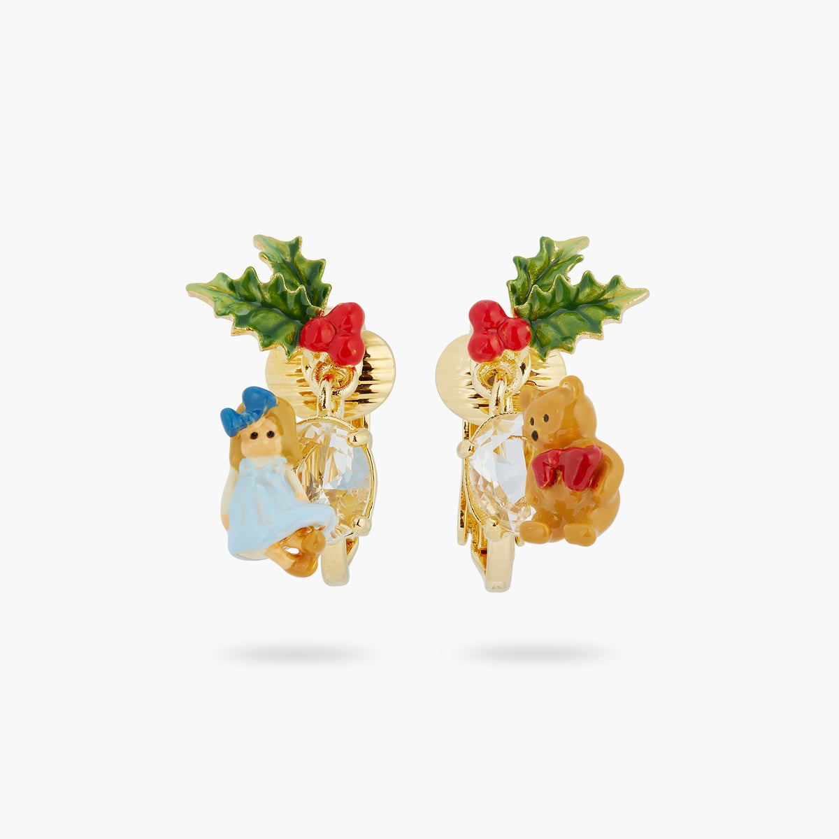 Doll And Teddy Bear Asymmetrical Earrings | ASPS1041