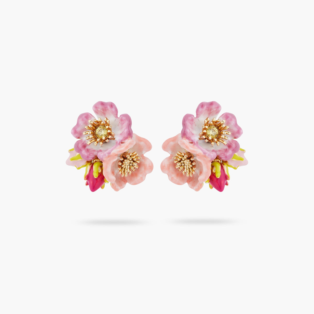 Wild Rose And Yellow Cristal Earrings | ASRF1011