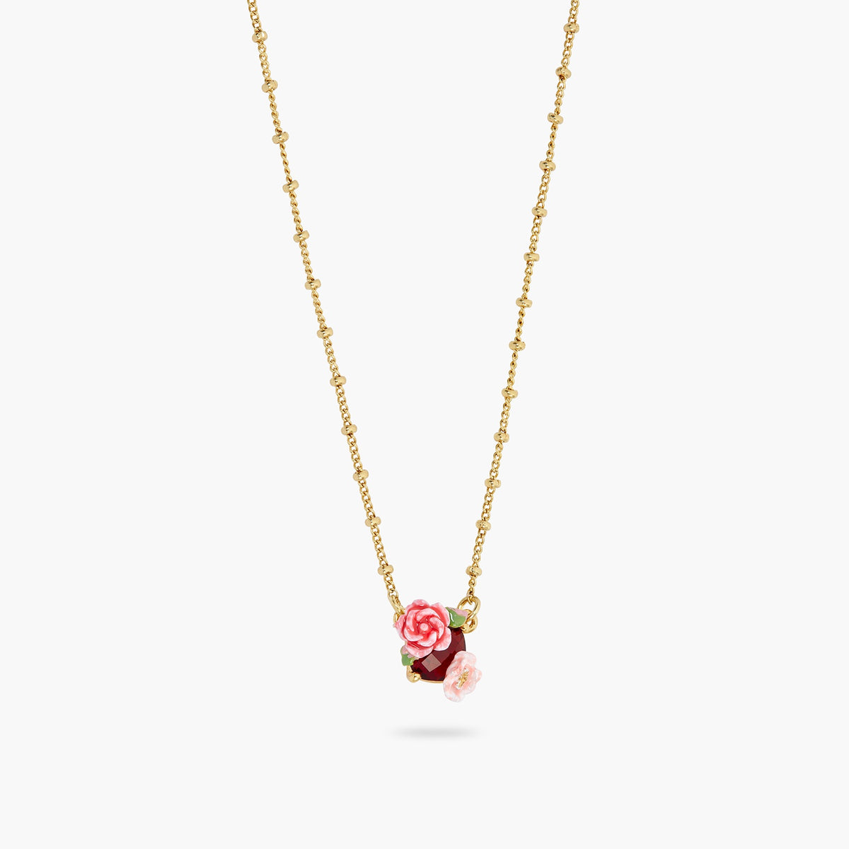 Wild Rose And Red Garnet Pendant Necklace | ASRF3021