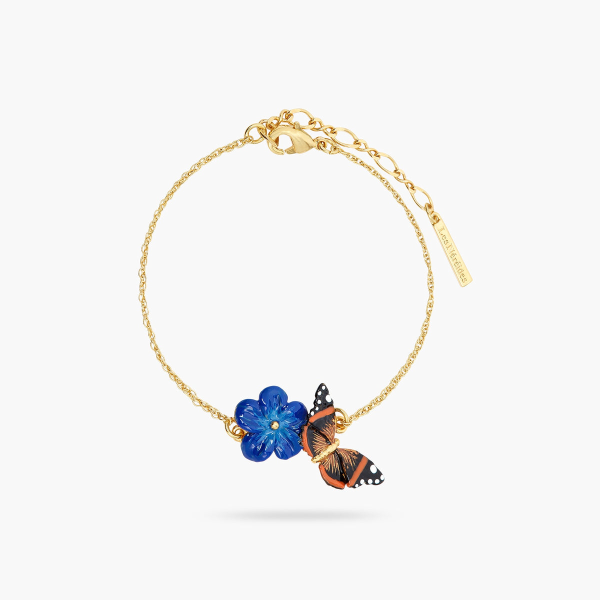 Blue Flax Flower And Butterfly Fine Bracelet | ASTM2021