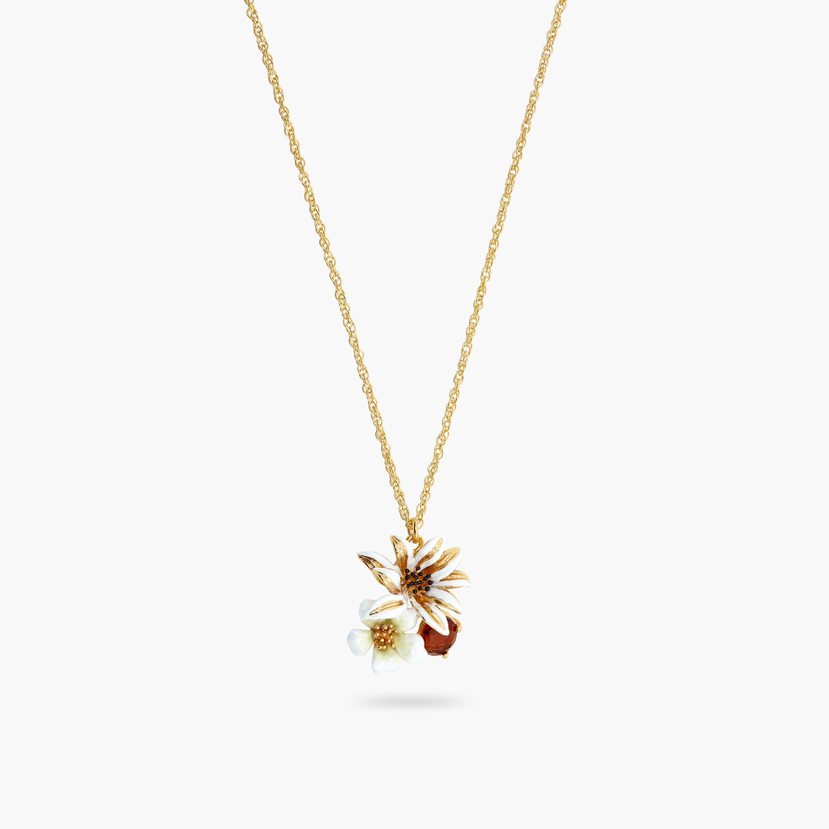 White And Gold Flowers Necklace | ASTM3051