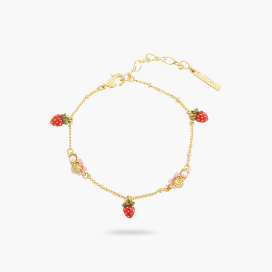 Wild Strawberry And Pink Flower Charm Bracelet | ATBG2021