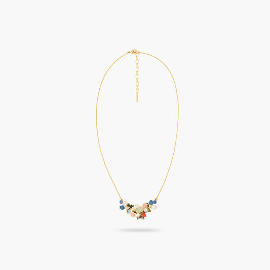 Blueberry, Firefly And Round Cut Stone Statement Necklace | ATBG3041