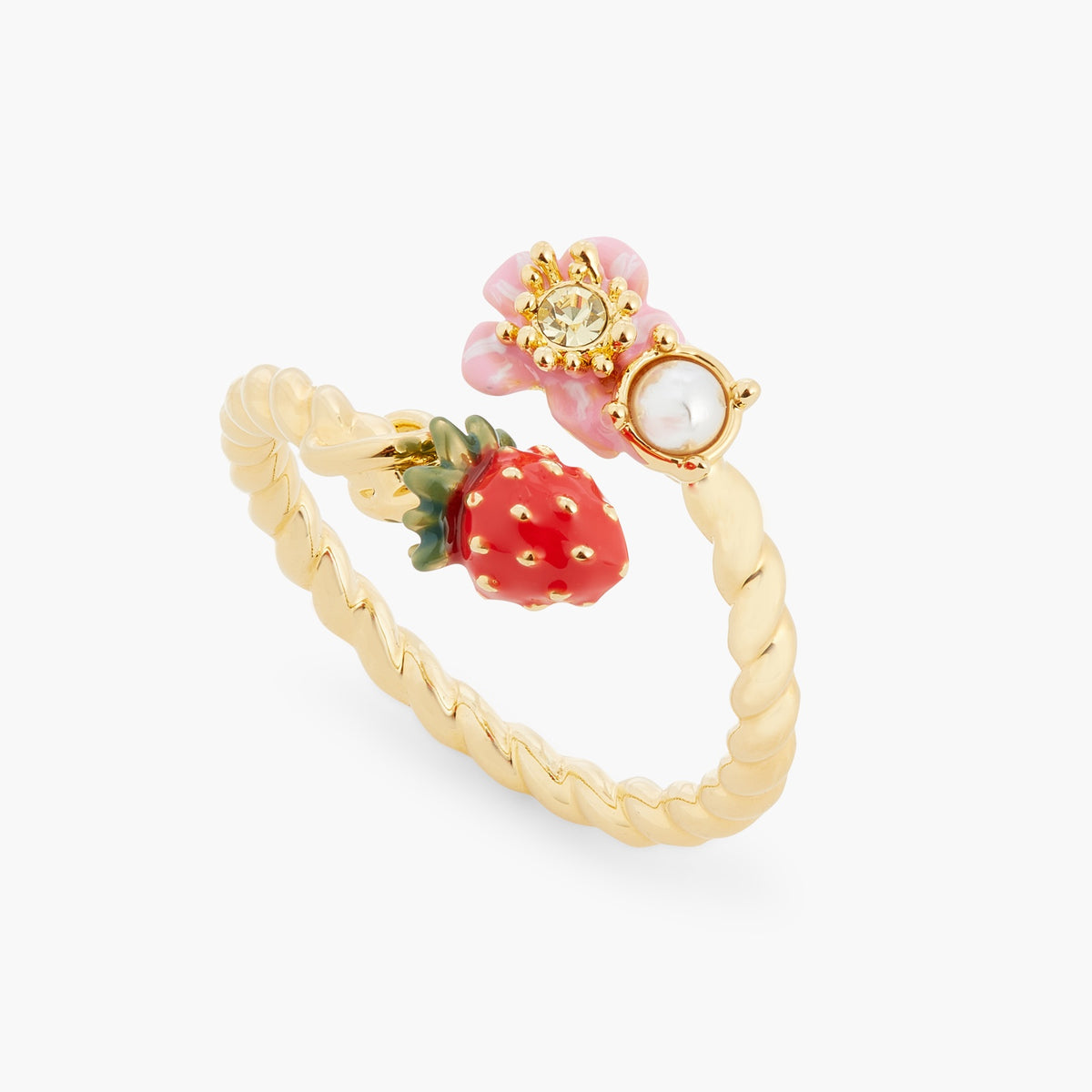 Wild Strawberry And Pink Flower Adjustable Ring | ATBG6021