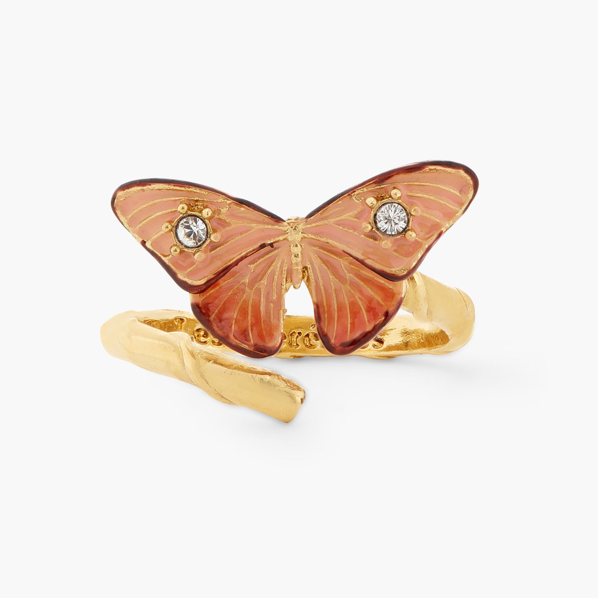Enamelled Butterfly And Cut Crystal Stone Adjustable Ring | ATLA6011