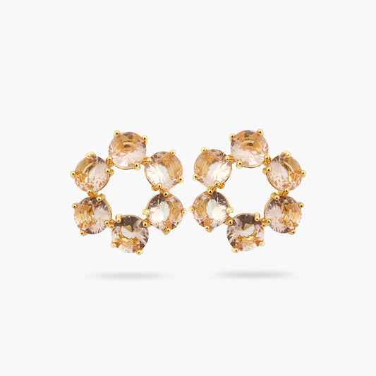 Apricot Pink Diamantine 6 Round Stone Earrings | ATLD1421