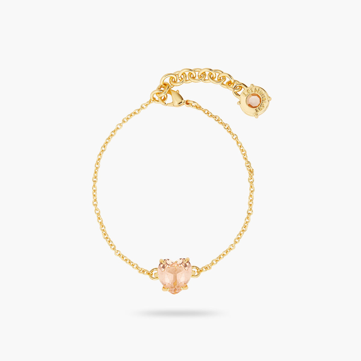 Apricot Pink Diamantine Heart Fine Bracelet | ATLD2531