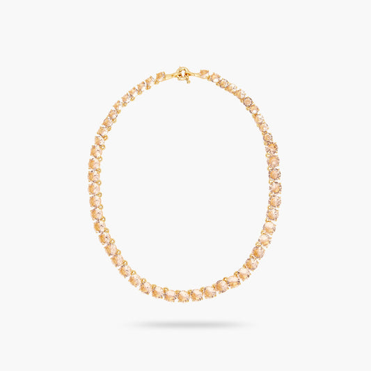 Apricot Pink Diamantine Round Stone Choker Necklace | ATLD3321