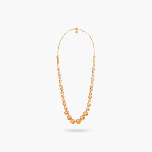 Apricot Pink Diamantine Round Stone Long Necklace | ATLD3511