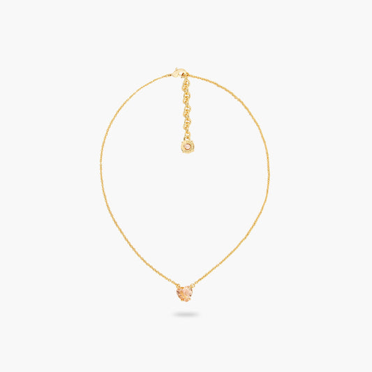 Apricot Pink Diamantine Fine Heart Necklace | ATLD3531