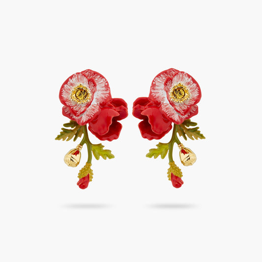 Poppy And Golden Bead Earrings | ATPO1061