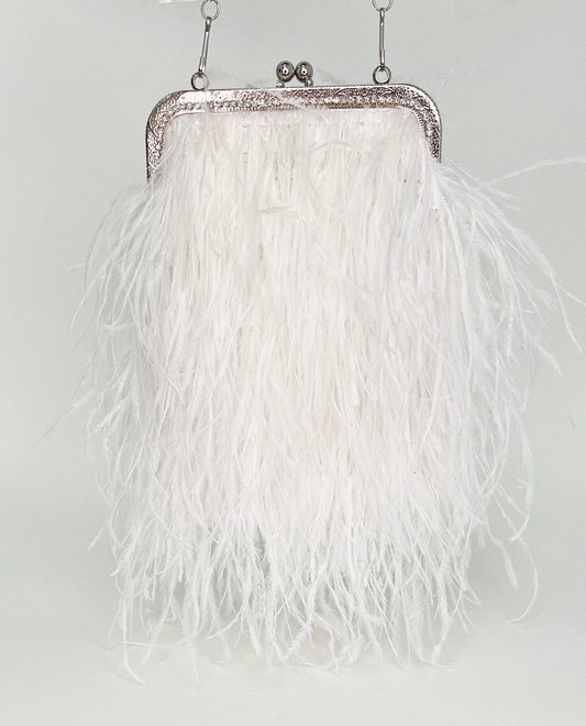 White Mini Feather Handbag