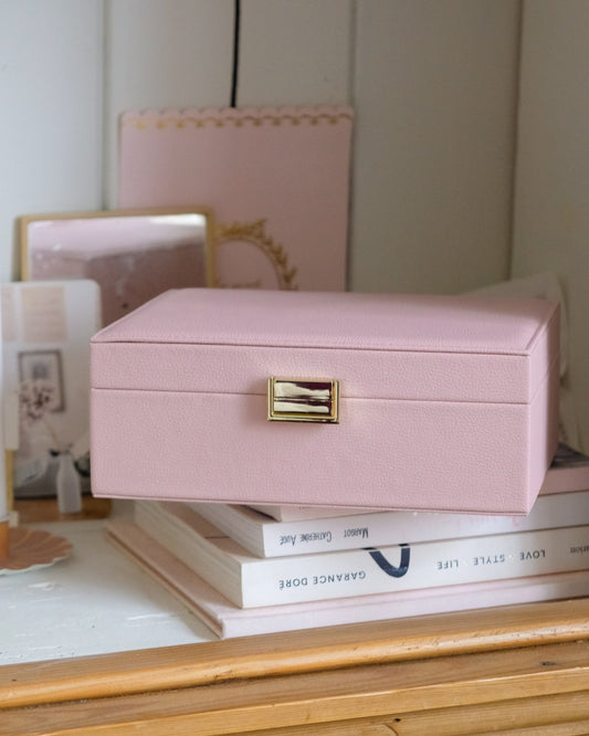 Louise leather Jewellery box - Pink