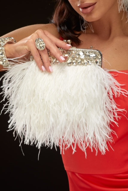 White Feather Handbag