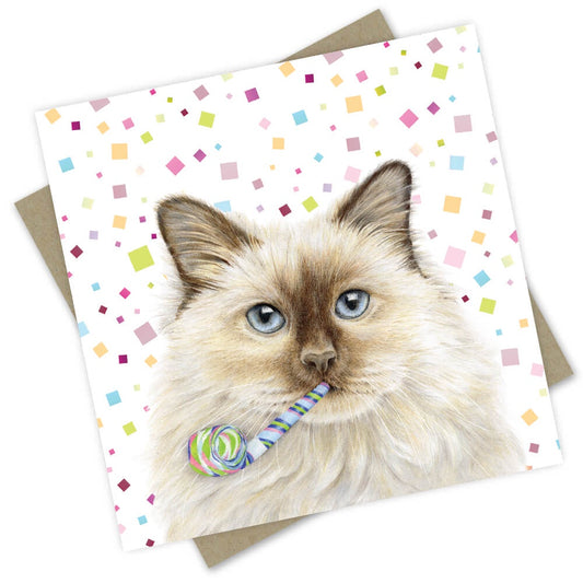 Luna Birman Birthday Cat Greeting Card