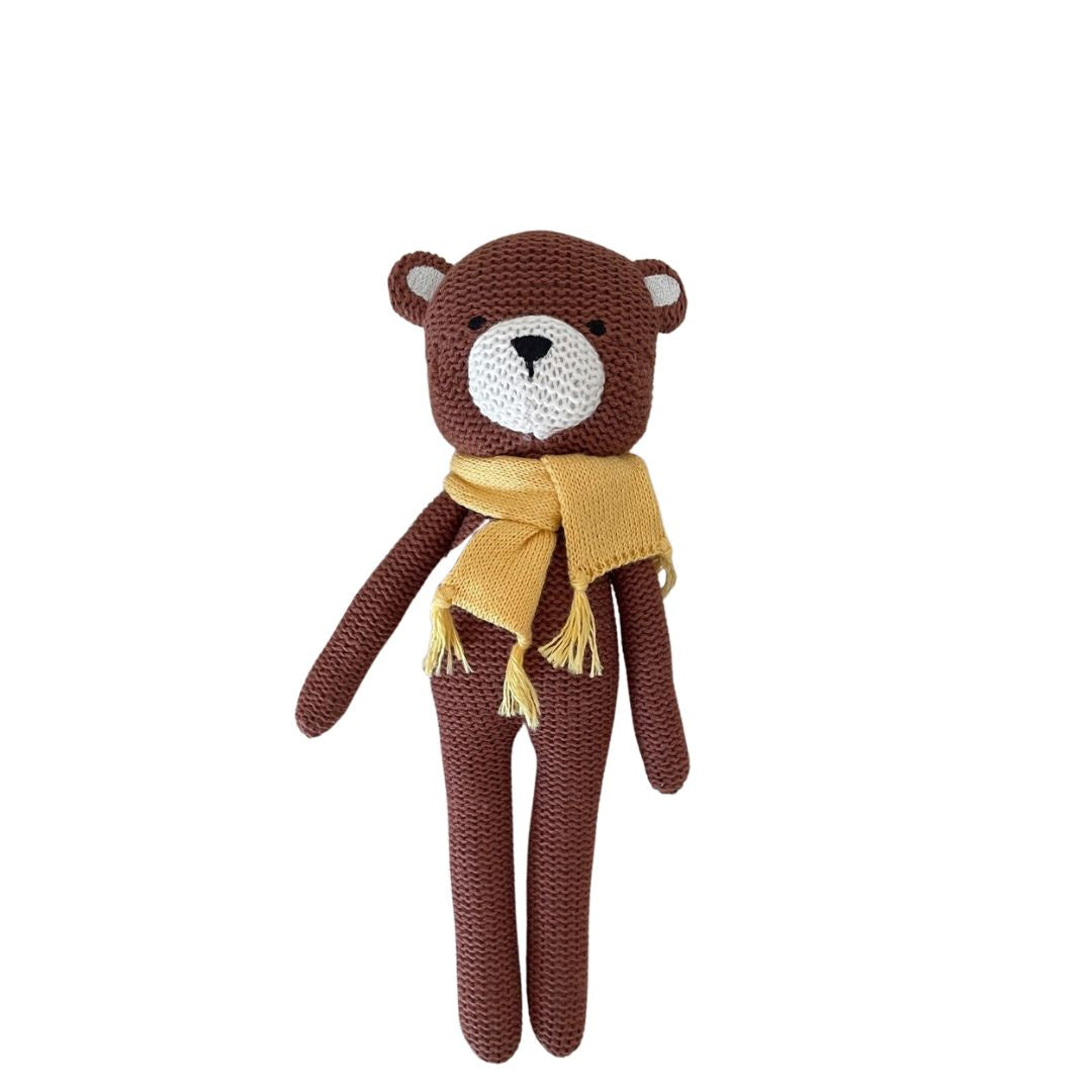 Eco Knitted Animal Rattle - Bear