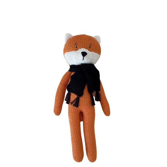 Eco Knitted Animal Rattle - Fox