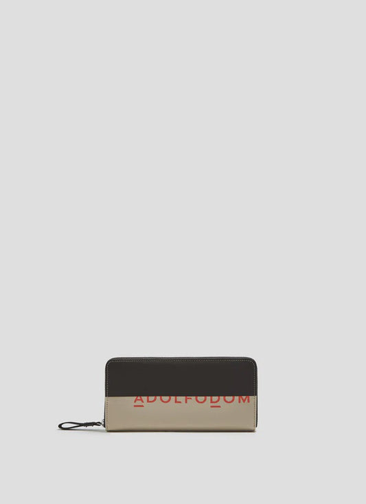 Black/Cream Nylon Bicolour Large Wallet With Logo