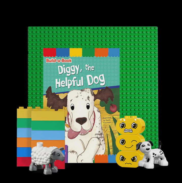 Build-A-Book Diggy, The Helpful Dog - Book And Bricks Set
