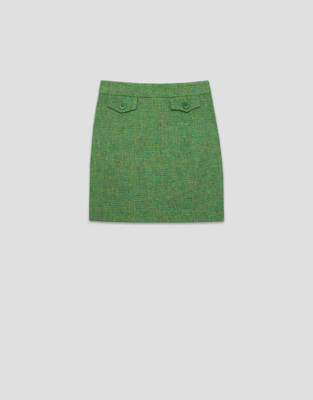 Straight Tweed Skirt In Green Tones