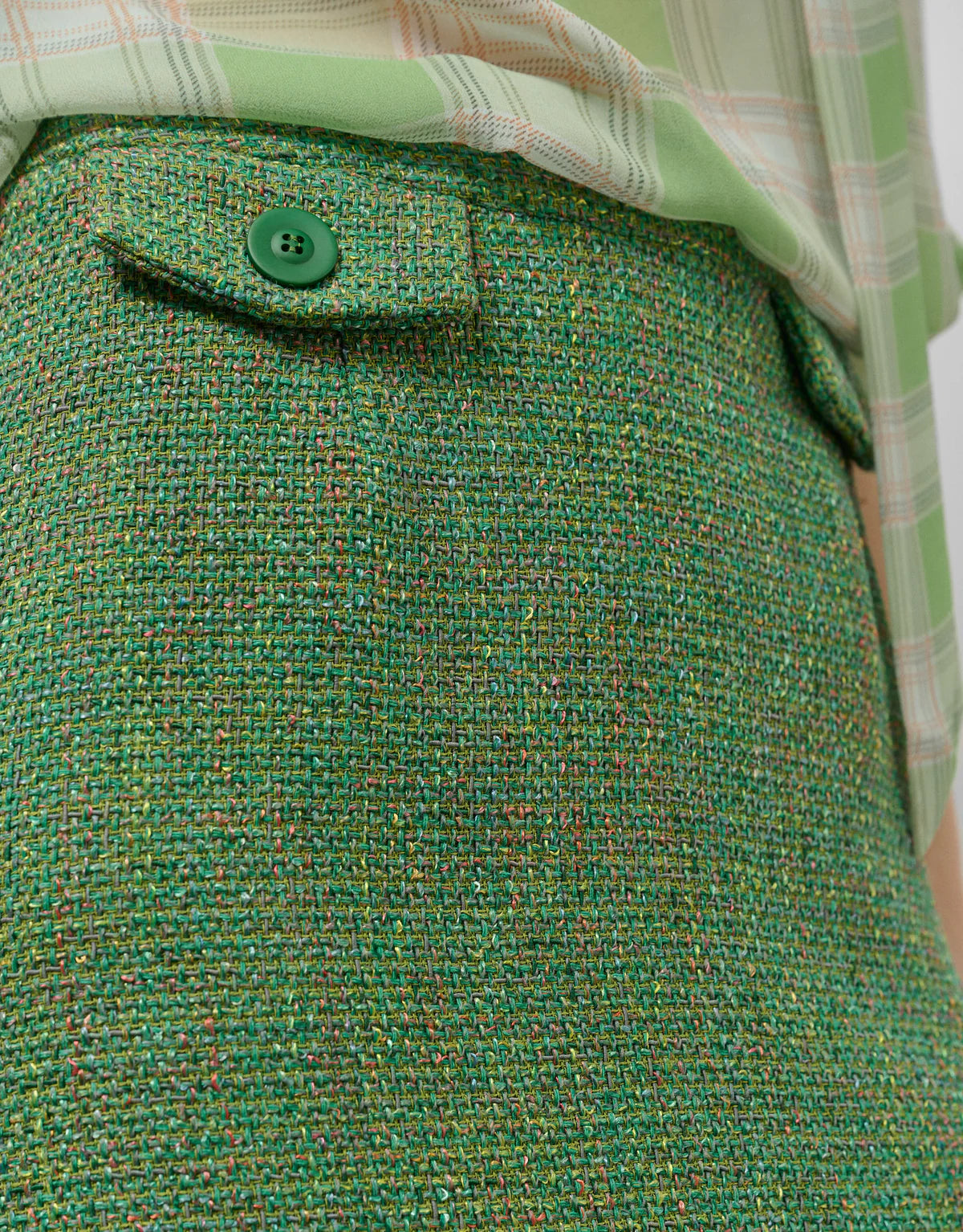 Straight Tweed Skirt In Green Tones