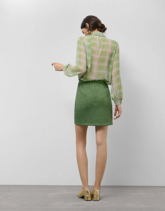 Straight Tweed Skirt In Green Tones