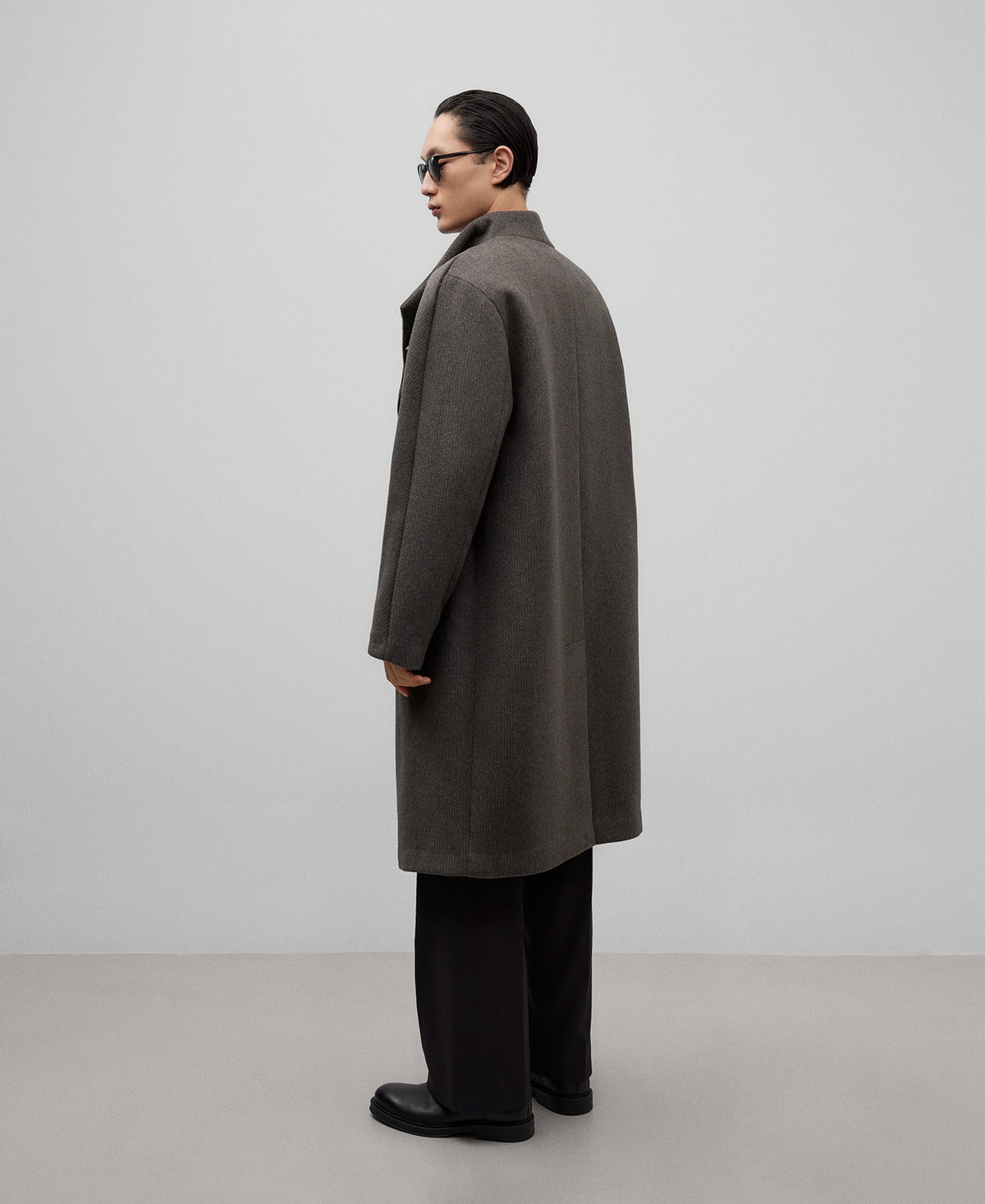 Funnel Neck Coat in Dark Brown
