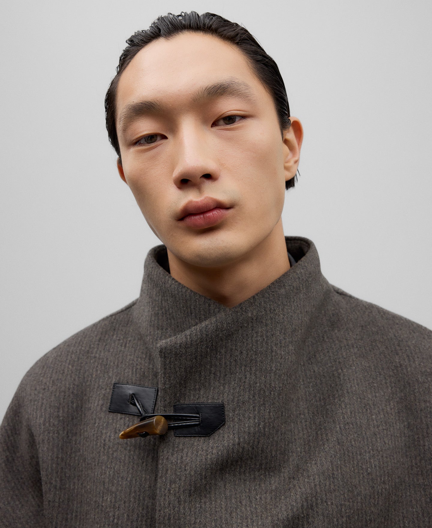 Funnel Neck Coat in Dark Brown