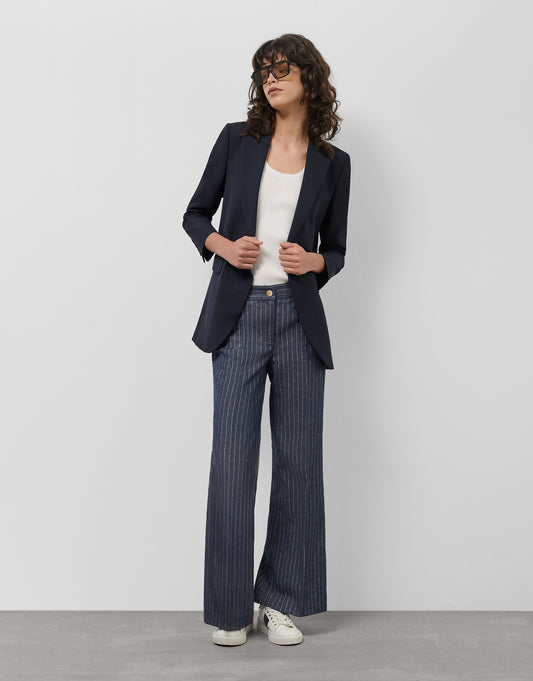 Straight denim and linen pants with gold outlines