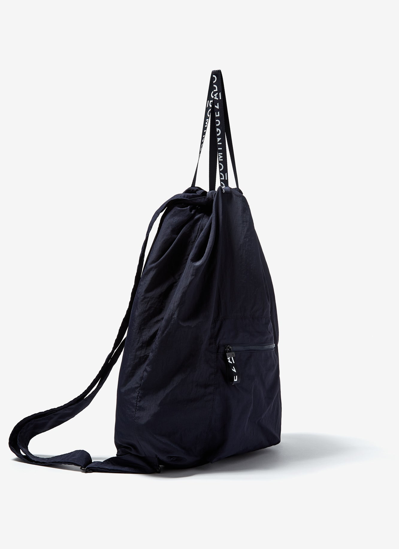Navy Blue Nylon Backpack With Logoed Handles