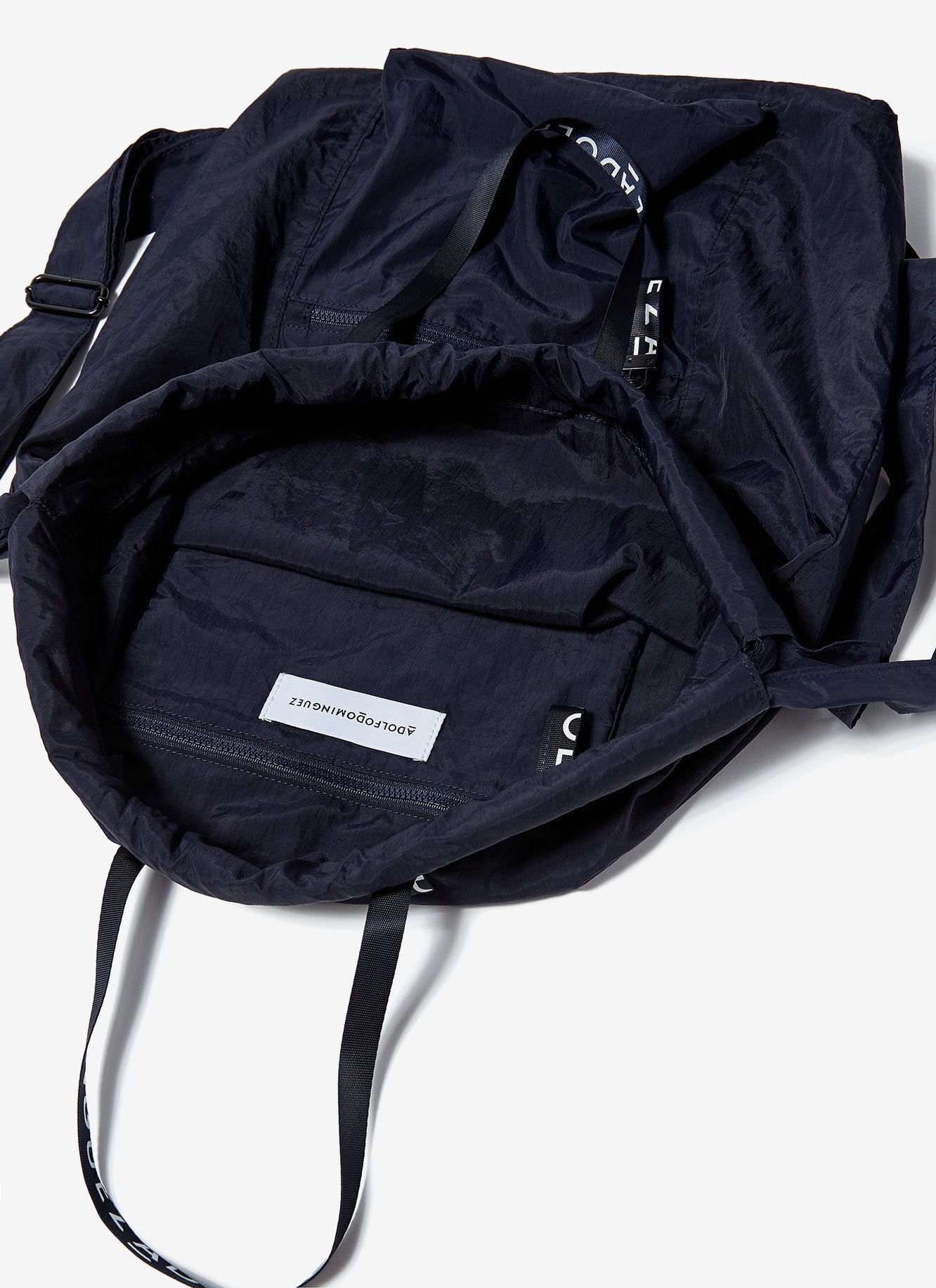 Navy Blue Nylon Backpack With Logoed Handles
