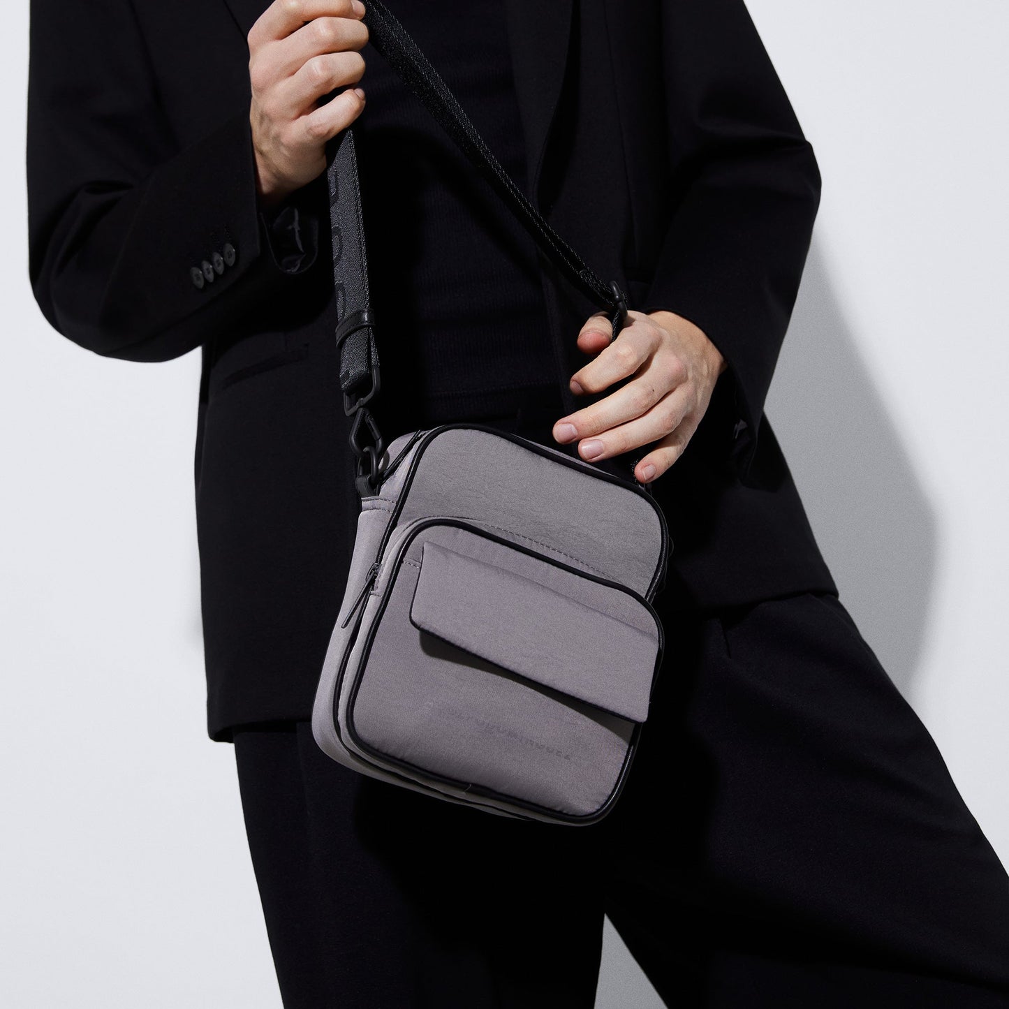 Grey Small Recycled Polyester Shoulder Bag