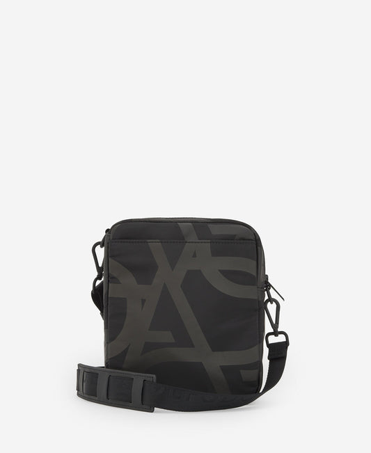 Black Monogram Print Crossbody Bag