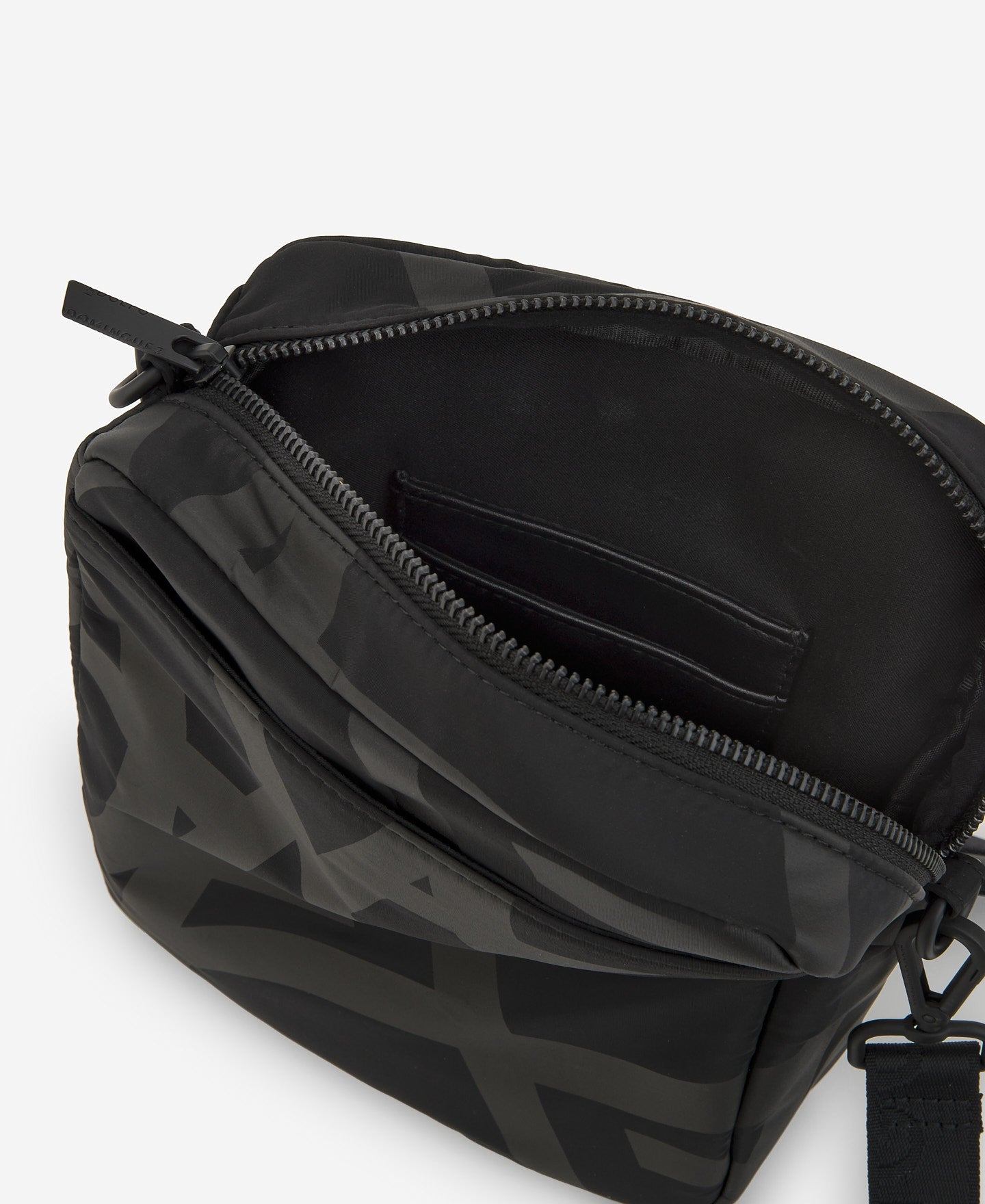 Black Monogram Print Crossbody Bag