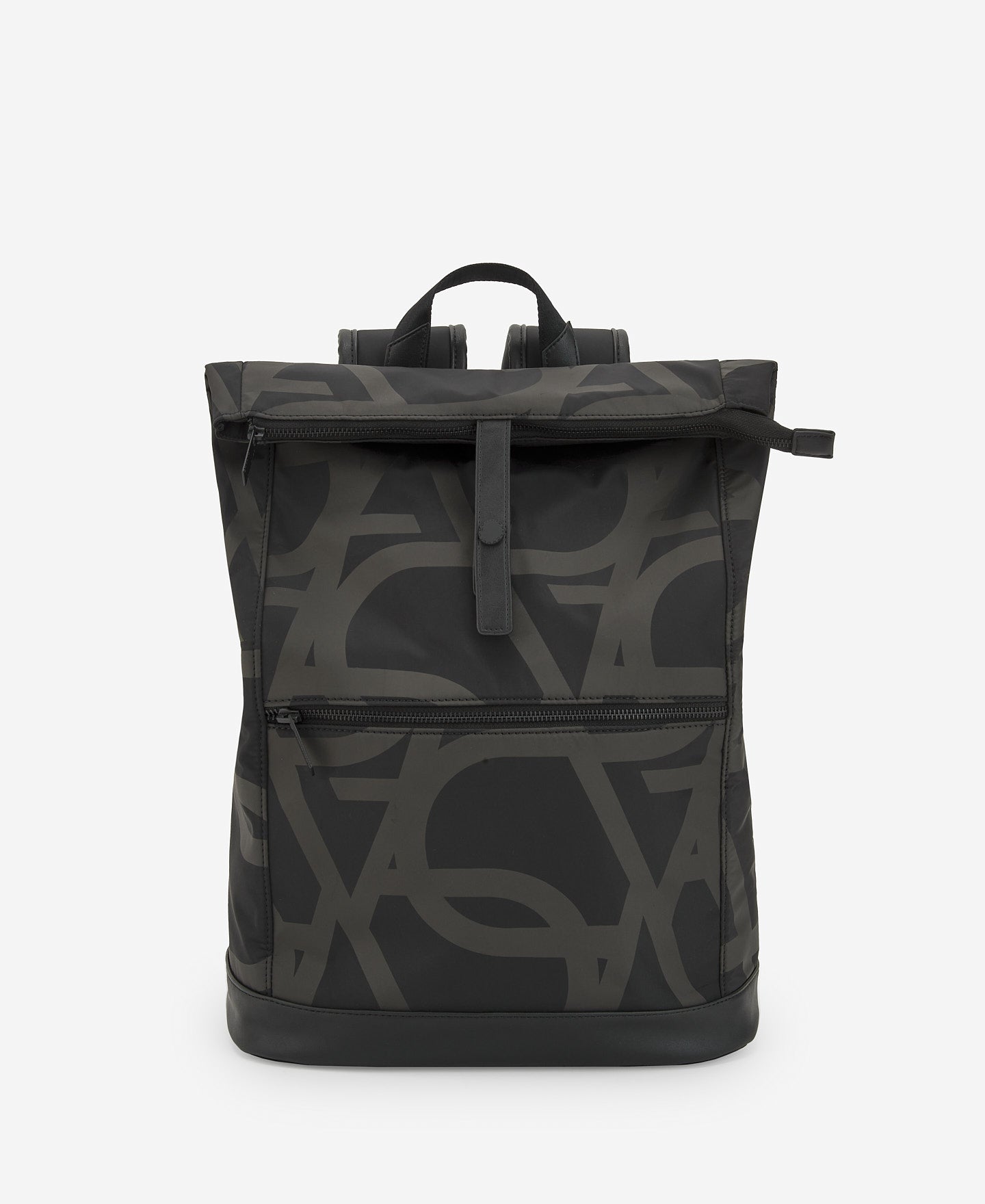 Black Monogram Print Backpack