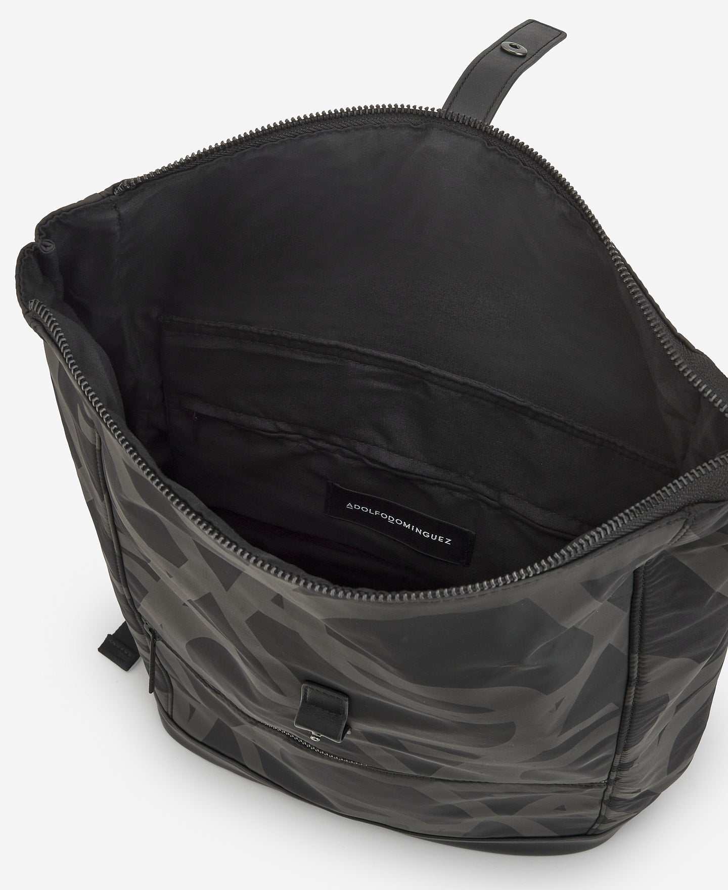 Black Monogram Print Backpack