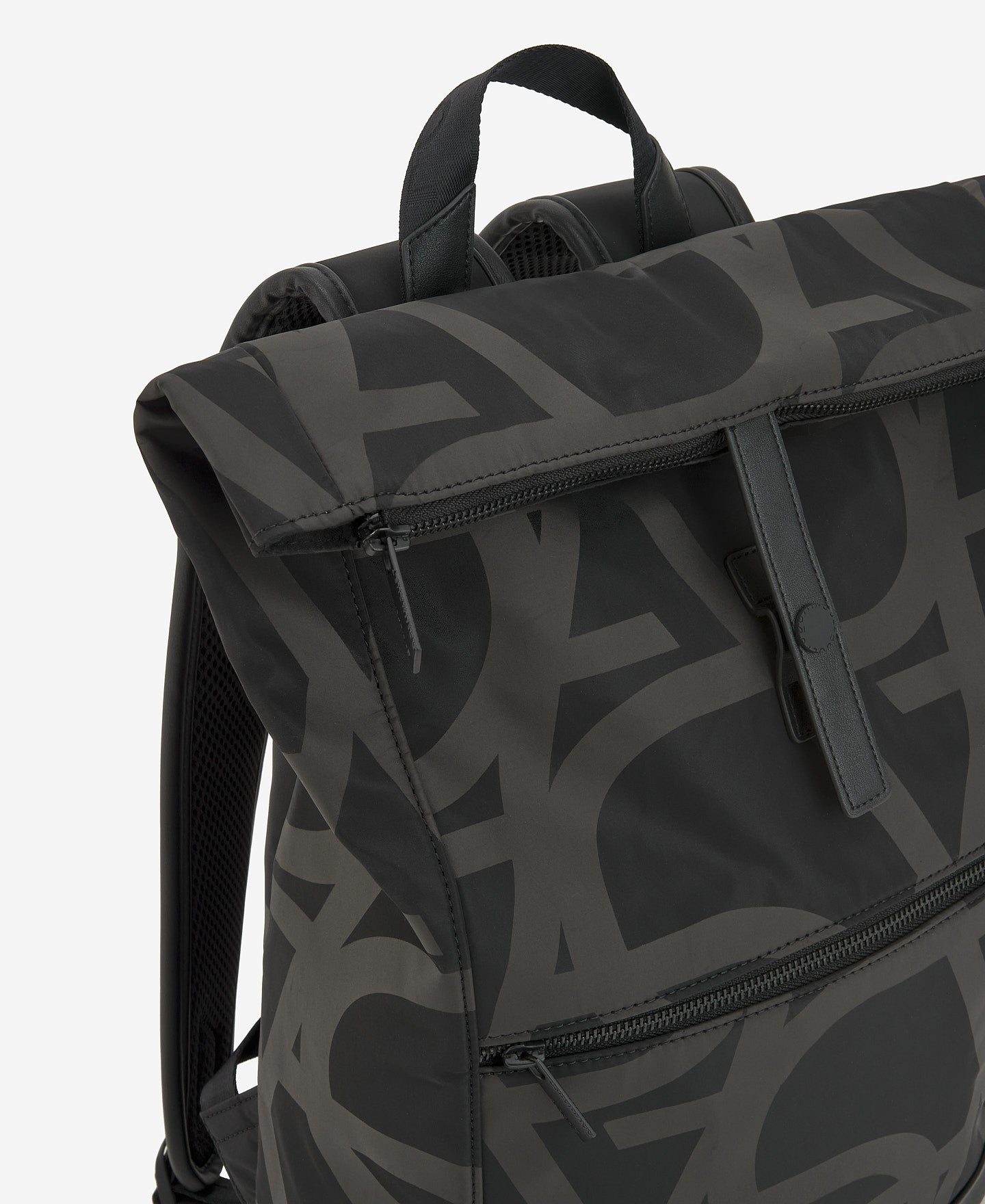 Black Monogram Print Backpack