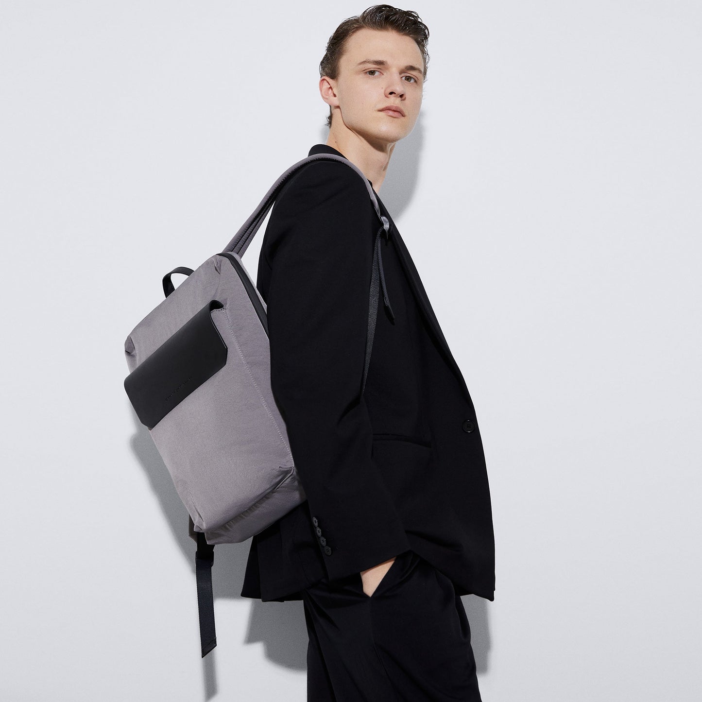 Grey Recycled Polyester Backpack