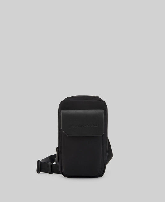 Black flap mobile phone holder man in black