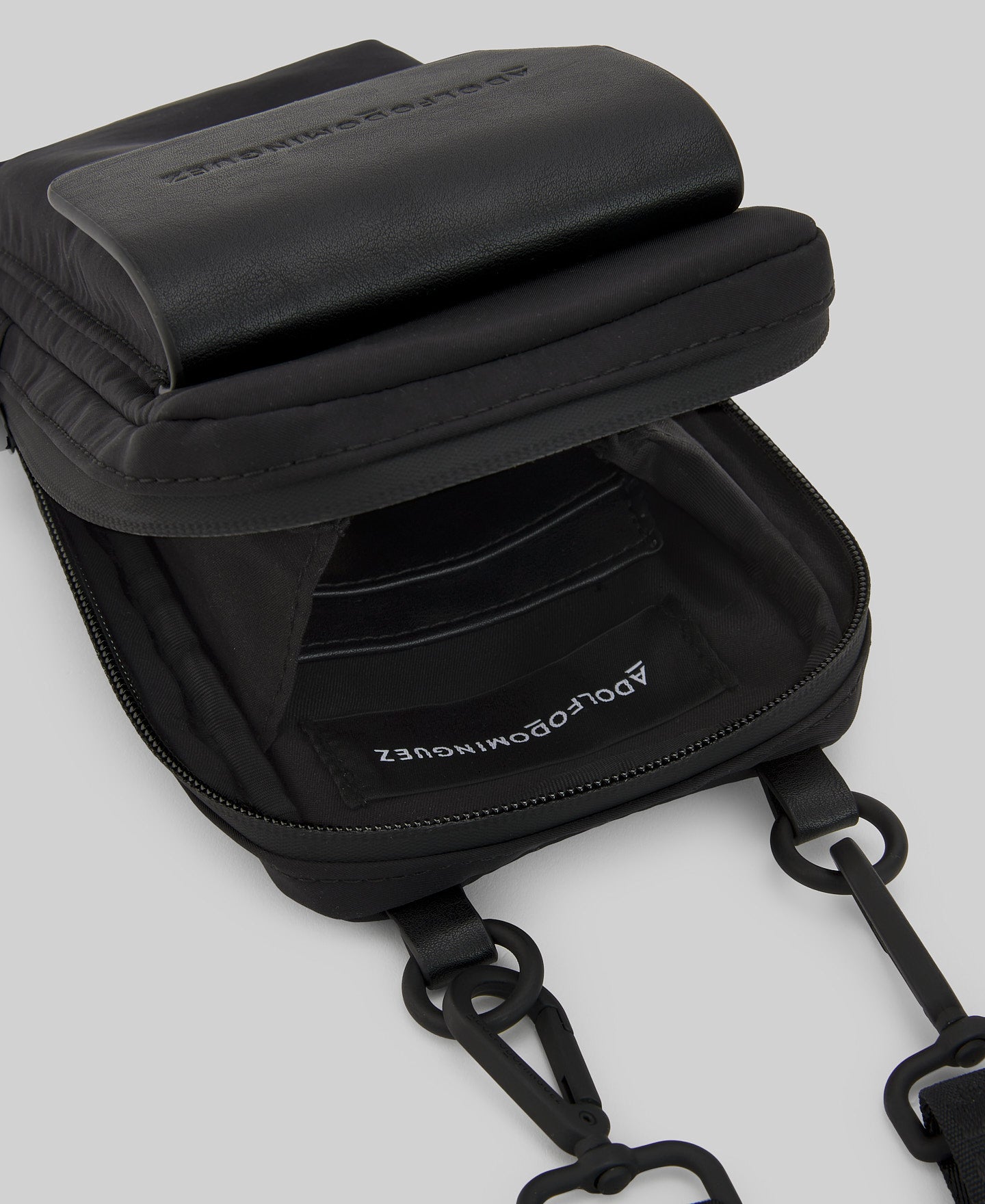 Black flap mobile phone holder man in black