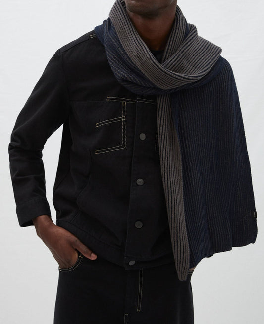 Navy Blue Bicolor Cotton Scarf