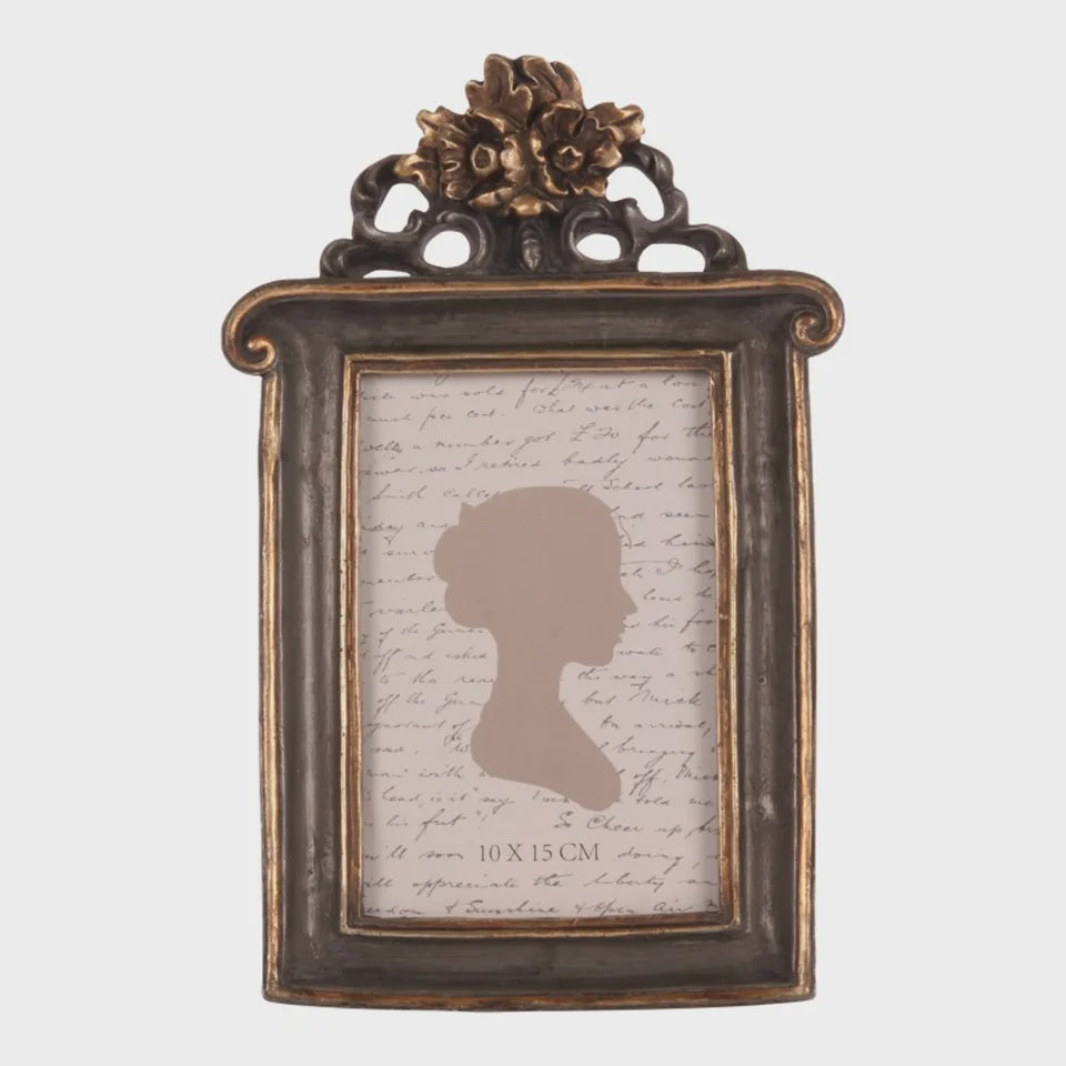 Antique Black Round Photo Frame 10x15 cm