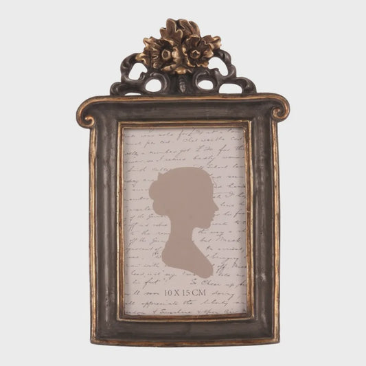 Antique Black Round Photo Frame 10x15 cm
